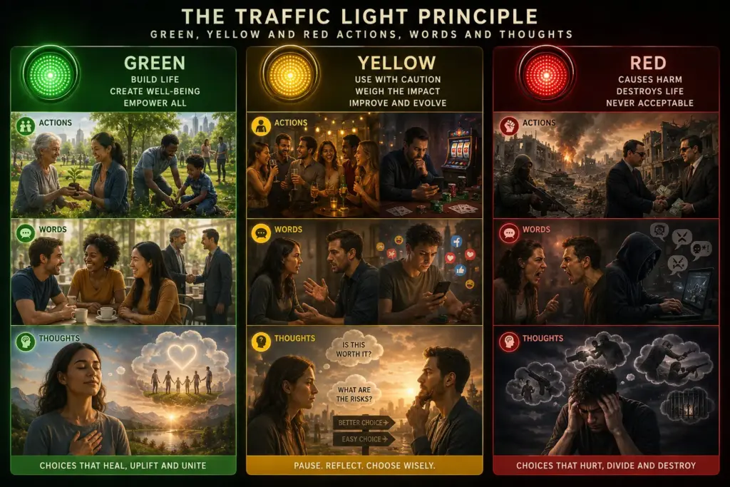 The Traffic Light Principle The Traffic Light Principle – Green, Yellow and Red. Thoughts, words and actions