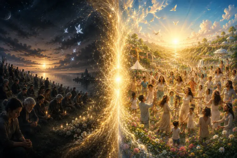 Day of Remembrance: dark crowd and radiant light in the Universe Religion.